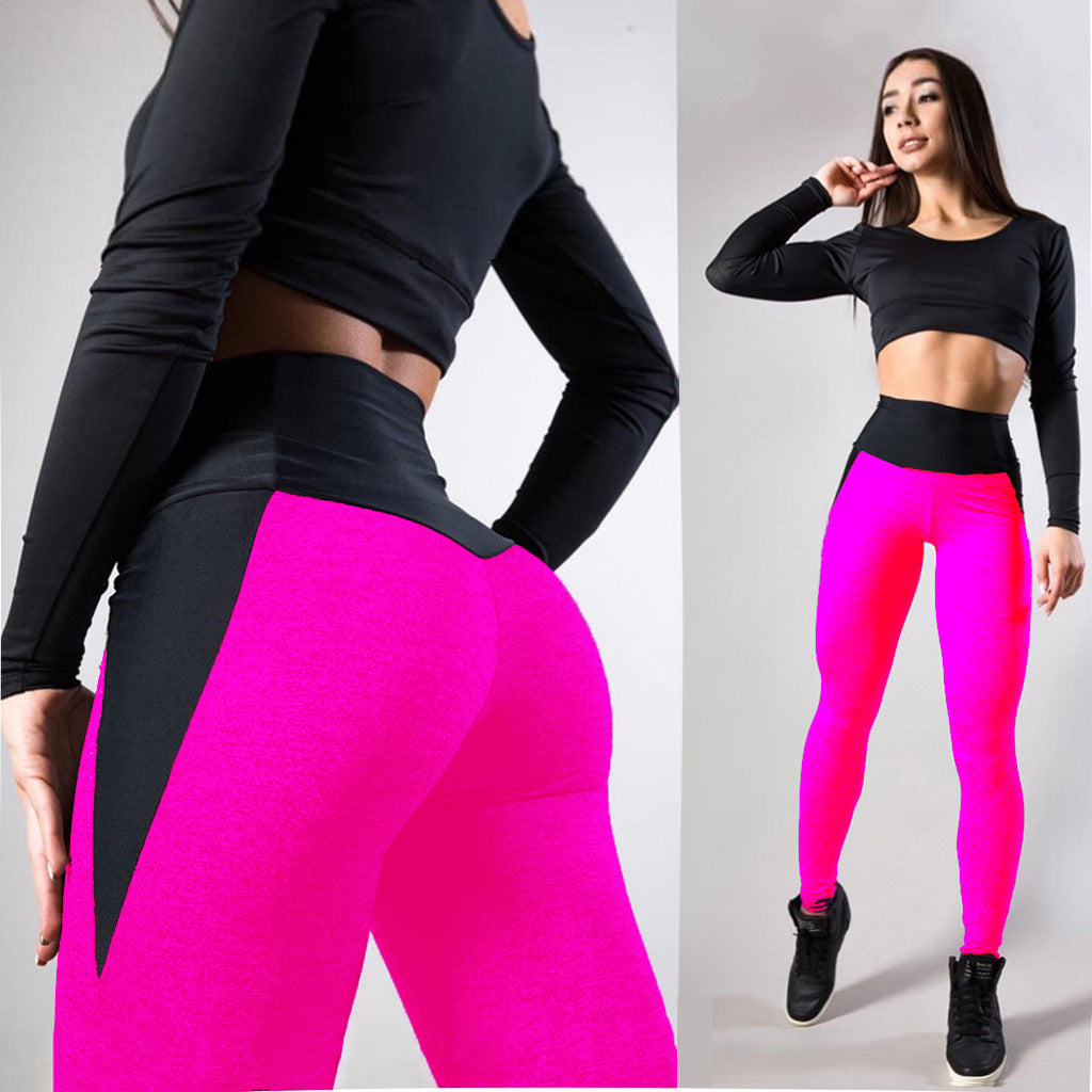 Sportliche Yoga-Leggings mit kontrastierenden Farbeinsätzen