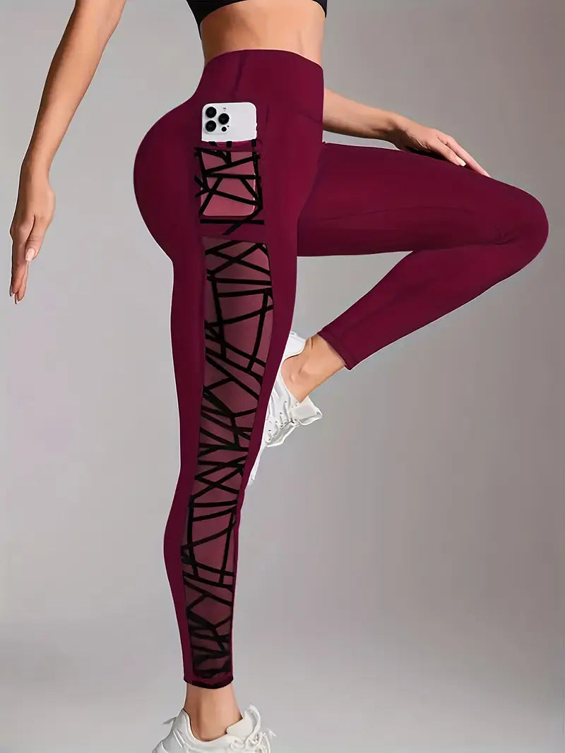 Sportliche Outdoor-Leggings mit Po-formendem Mesh-Einsatz, Taschen und Einsätzen
