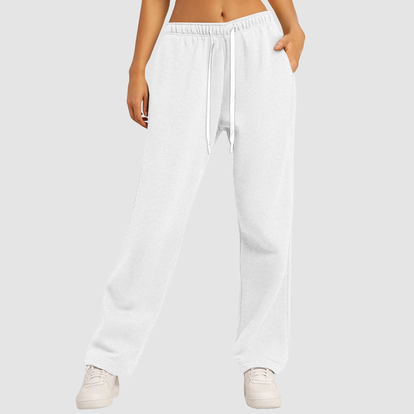 Damen-Sweatpants mit Fleecefutter, geradem Bein, für Herbst und Winter