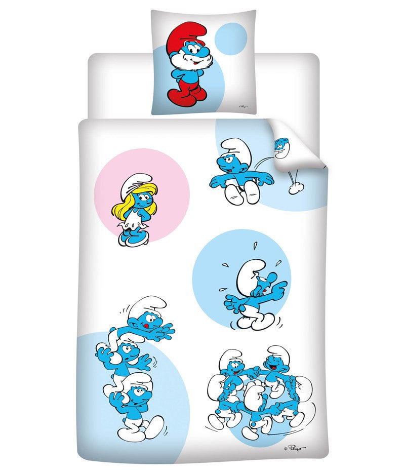 Die Schlümpfe Fun Bettwäsche 140x200cm, 63x63 cm
