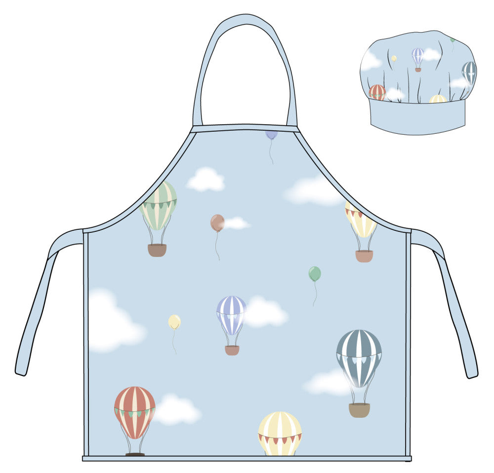 Fahrzeug Blue Heißluftballon Kinder Schürze 2-teiliges Set
