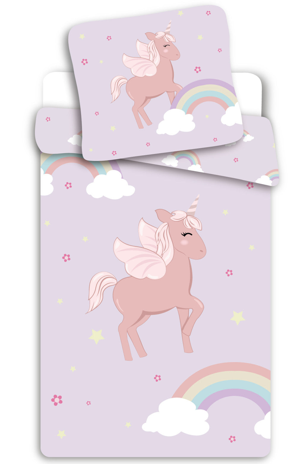 Einhorn Cloudy Pink Bettwäsche-Set 140×200cm, 70×90 cm