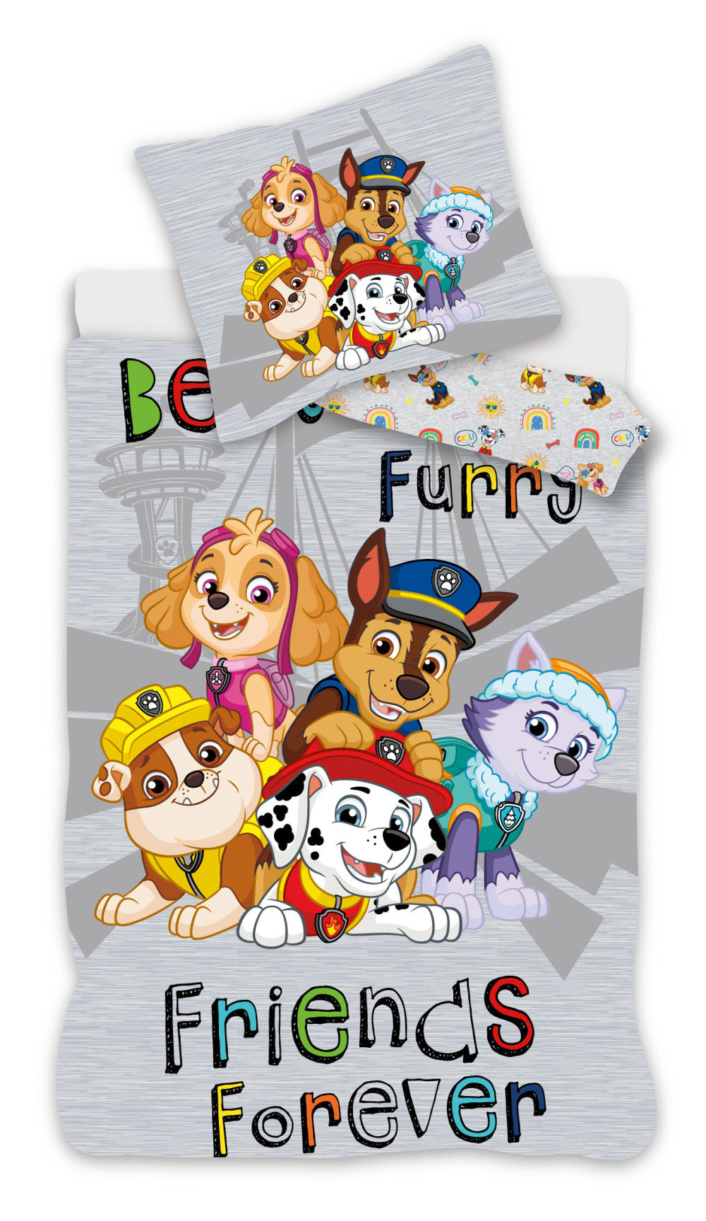 Paw Patrol Grey Bettwäsche-Set 140×200cm, 70×90 cm Mikrofaser