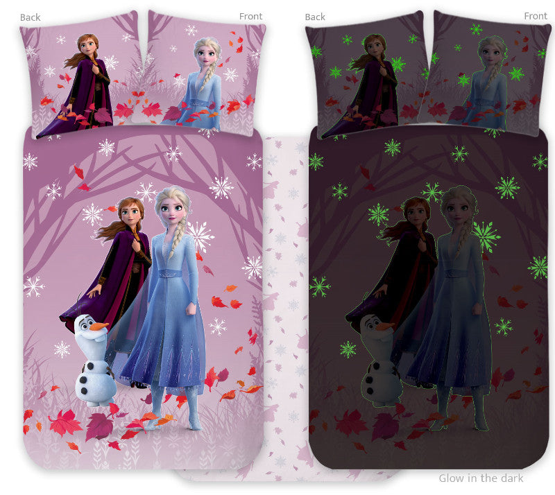 Disney Eiskönigin Purple leuchtende Kinderbettwäsche 100x135cm, 40x60cm