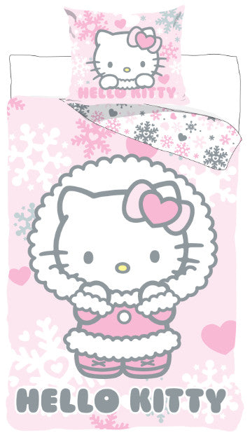 Hello Kitty Cozy Winter Kinder, Kindergarten Bettwäsche-Set 100x135 cm, 40x60 cm
