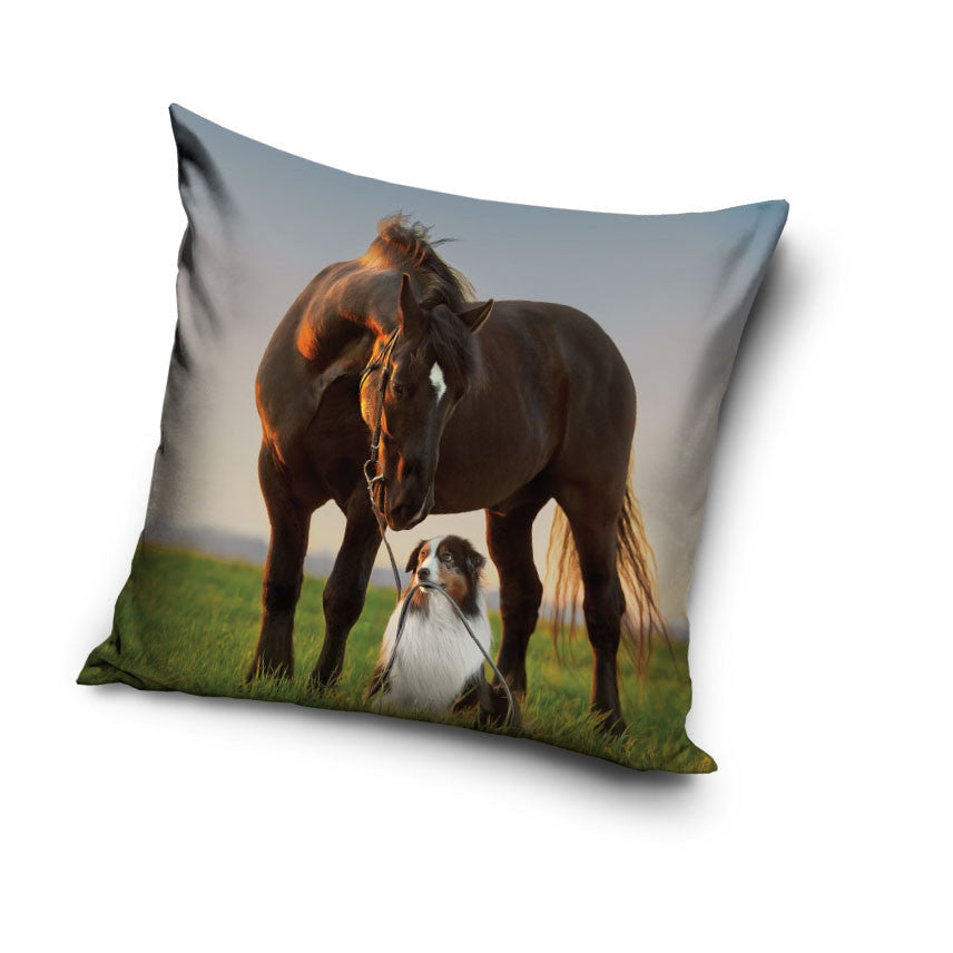 Pferd Sunset Companions Kissenbezug 40x40 cm