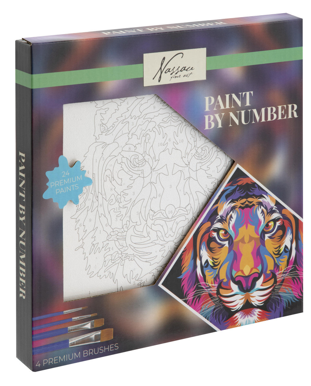 Tiere Nassau Tiger Malen-nach-Zahlen Set 20x20 cm