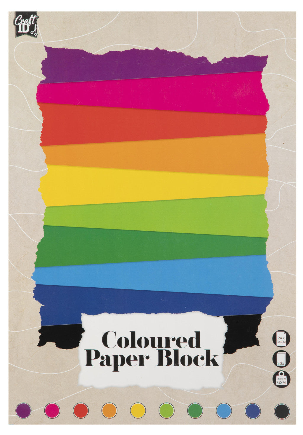 Farbe Craft Bright Zeichenblock 24x34 cm 12 Farben