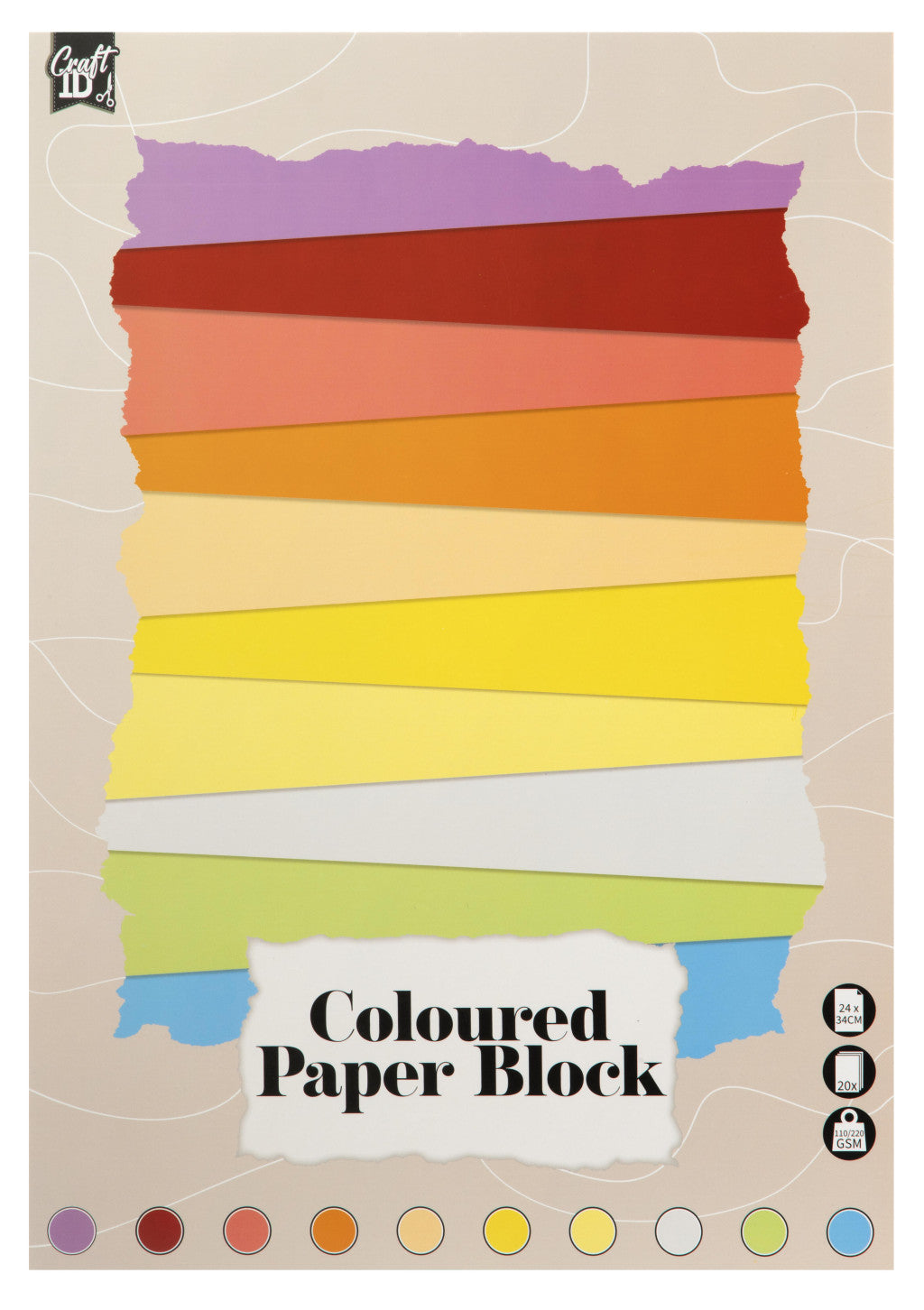 Farbe Craft Zeichenblock 24x34 cm 12 Farben