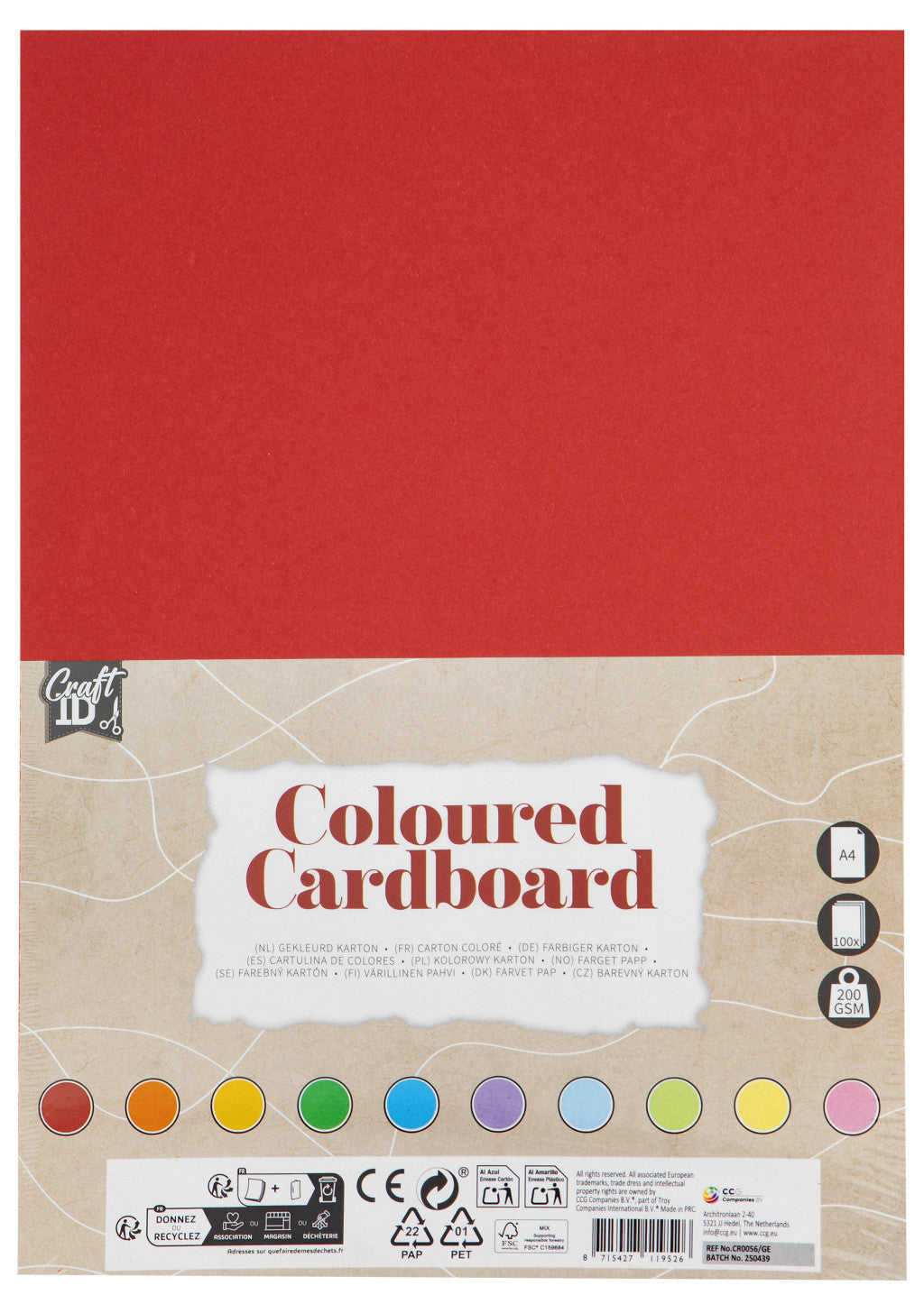 Farbe Craft Multicolour Kartonpapier A4, 10 Farben