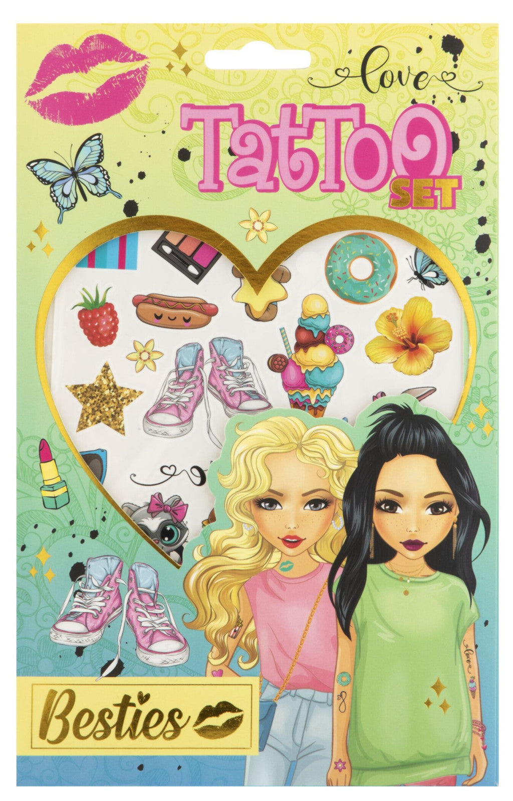 Farbe Besties Love Mädchen-Tattoo-Set 2 Blätter