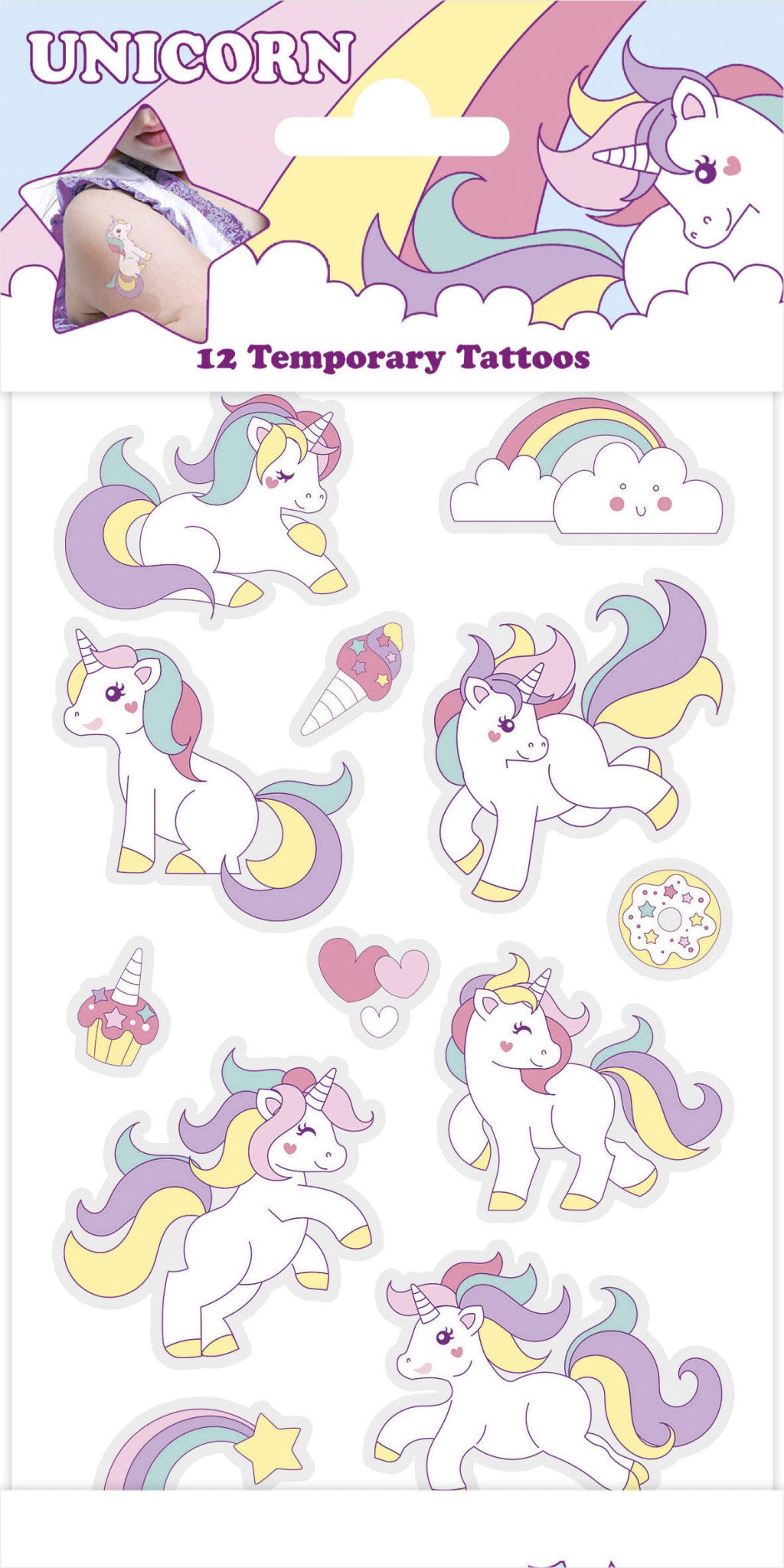 Einhorn Pastel 12-teiliges Tattoo
