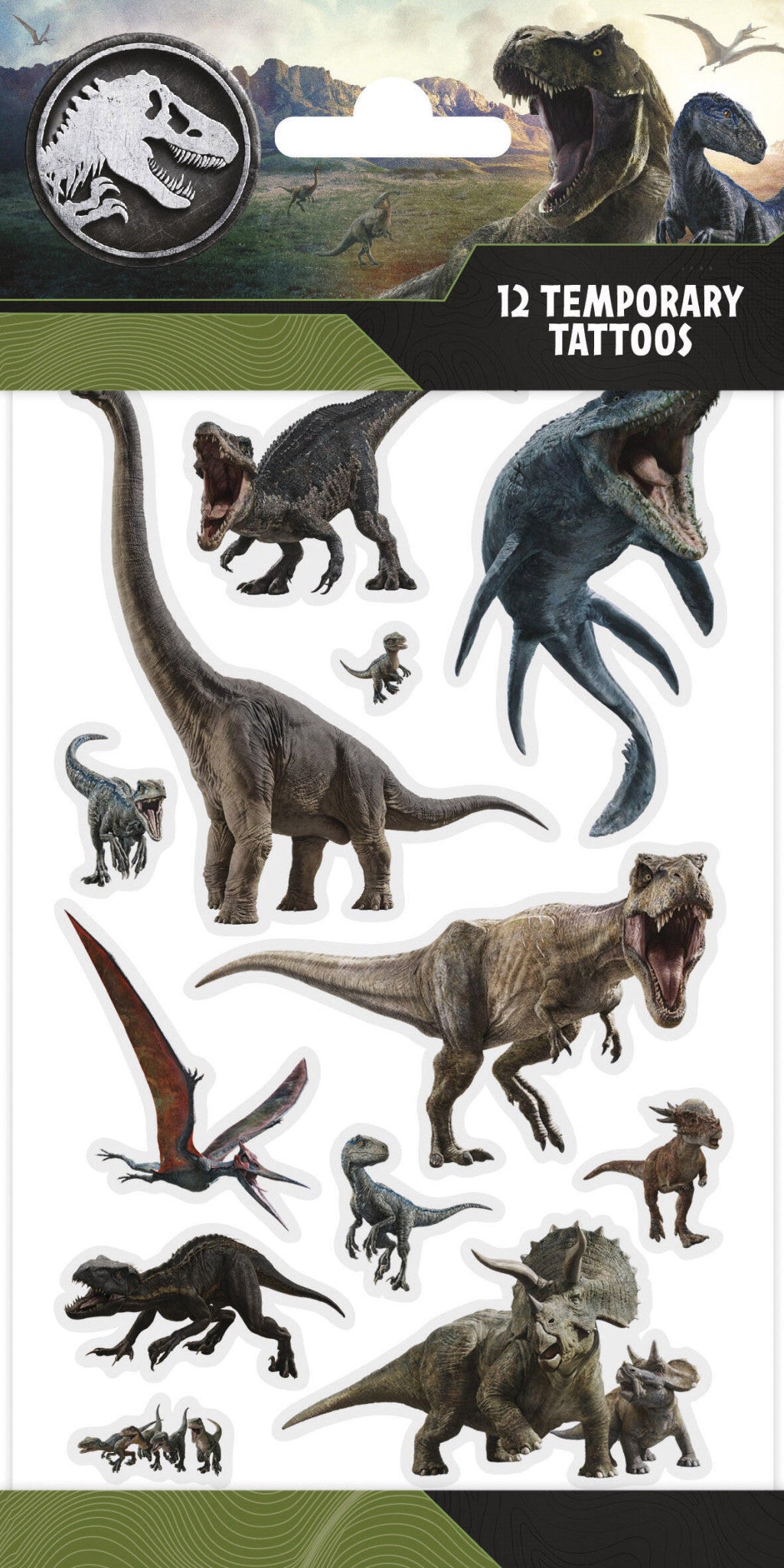 Jurassic World Wild Set mit 12 Tattoos
