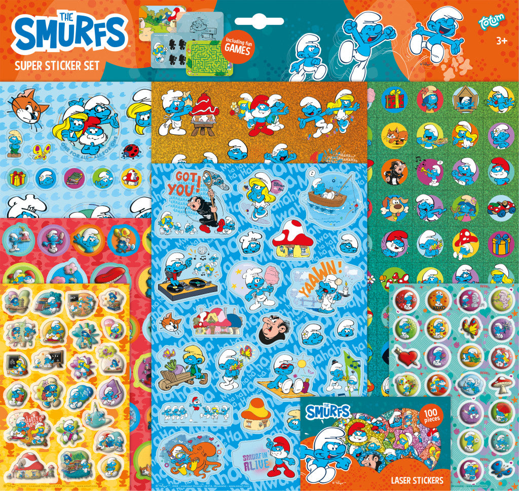 Die Schlümpfe Happy Super-Aufkleber-Set mit Spiel
