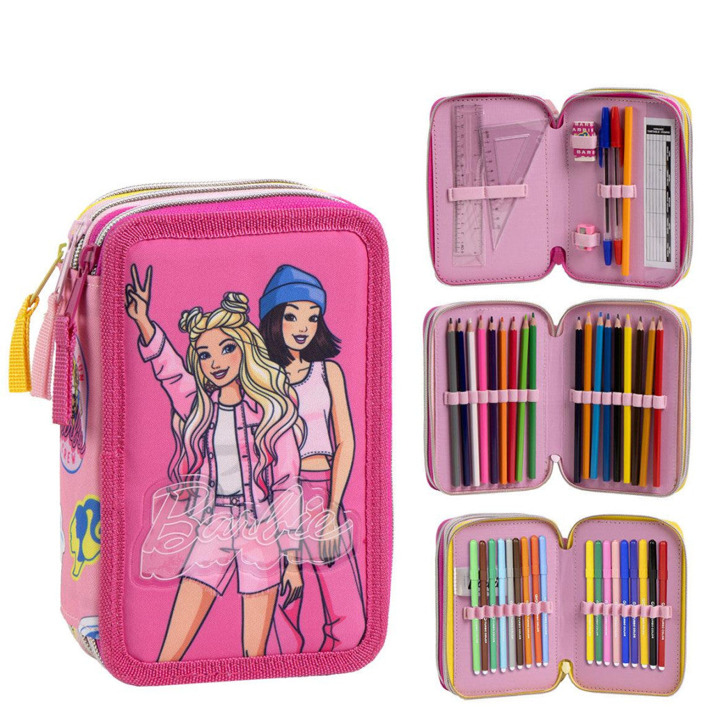 Barbie Bestie Vibes gefülltes 3-stöckiges Federmäppchen Giotto