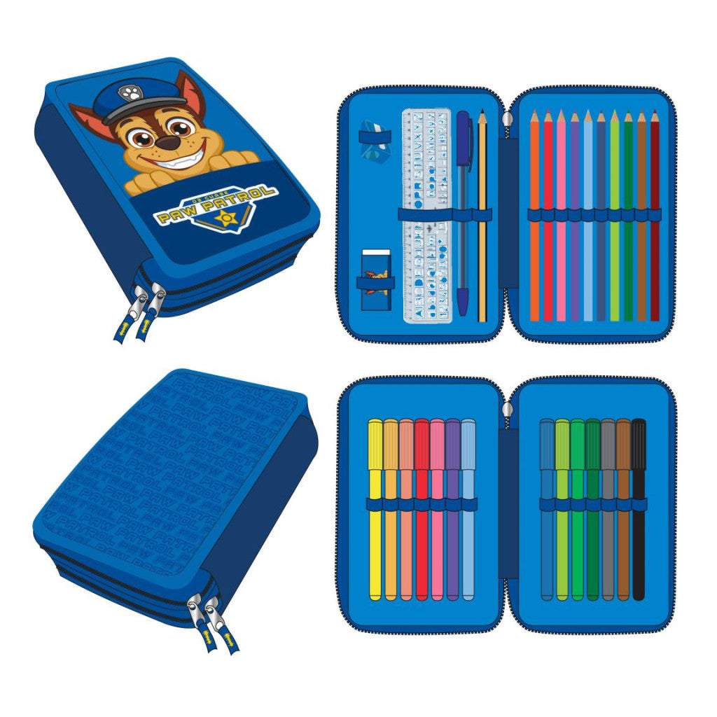 Paw Patrol Chase gefülltes zweistöckiges Federmäppchen