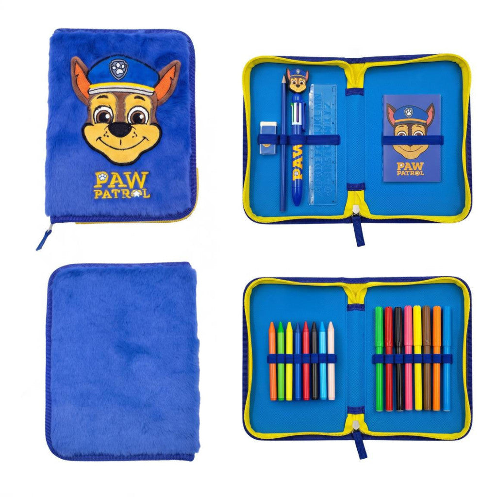 Paw Patrol Chase gefülltes Plüsch-Federmäppchen, 2-stöckig