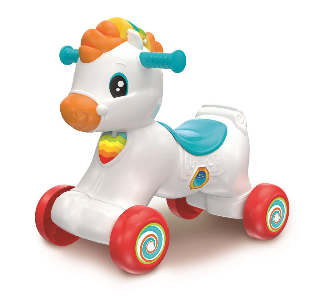 Farbe Rainbow Rider Interaktives Schaukelpferd 3 in 1 Clementoni
