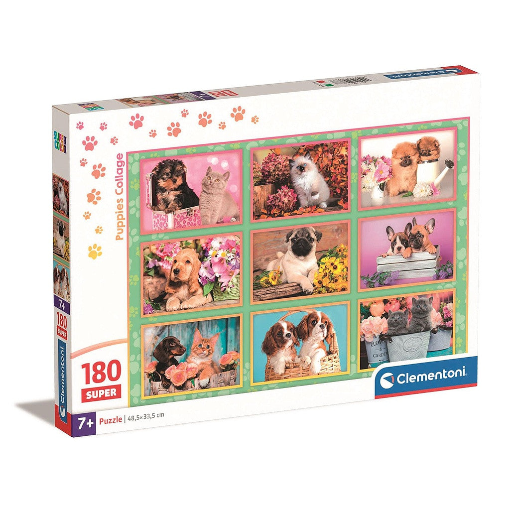 Tiere Puppies Collage 180-teiliges Clementoni Puzzle