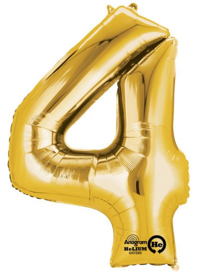 Nummer Gold, Riesen Nummer 4 Folienballon 91*60 cm
