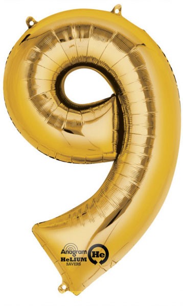 Nummer Gold, riesige Nummer 9 Folienballon 86*55 cm