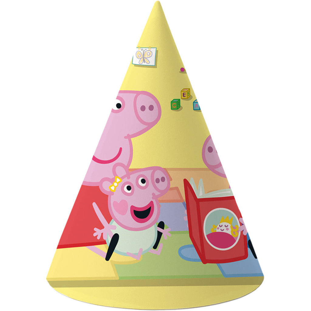 Peppa Wutz Story Time Partyhüte, Kegelform 6 Stück