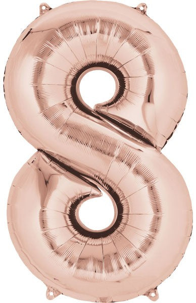 Nummer Rosegold Riesen-Zahlenballon 8, 86*53 cm