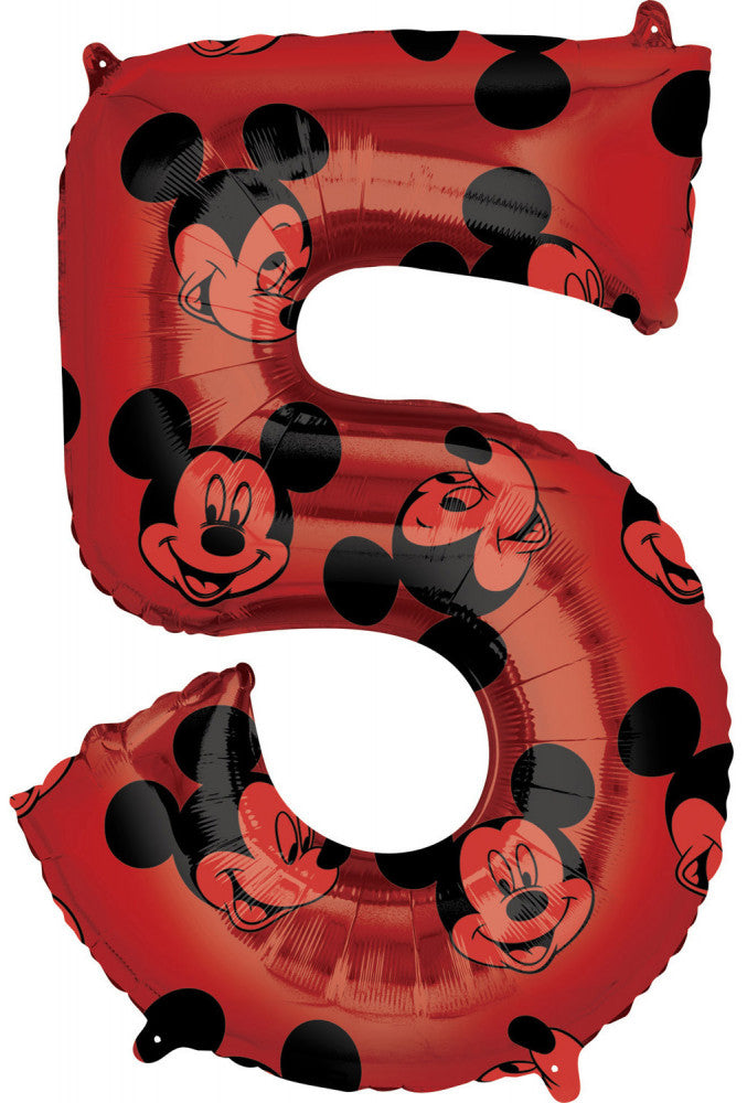 Disney Mickey Red Folienballon Nummer 5, 66 cm