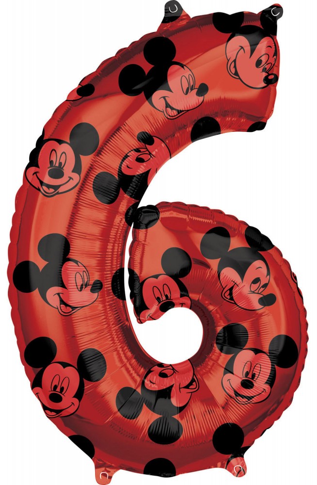 Disney Mickey Red Folienballon Nummer 6, 66 cm