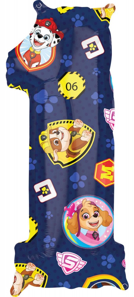 Paw Patrol Folienballon Nummer 1 - 66 cm