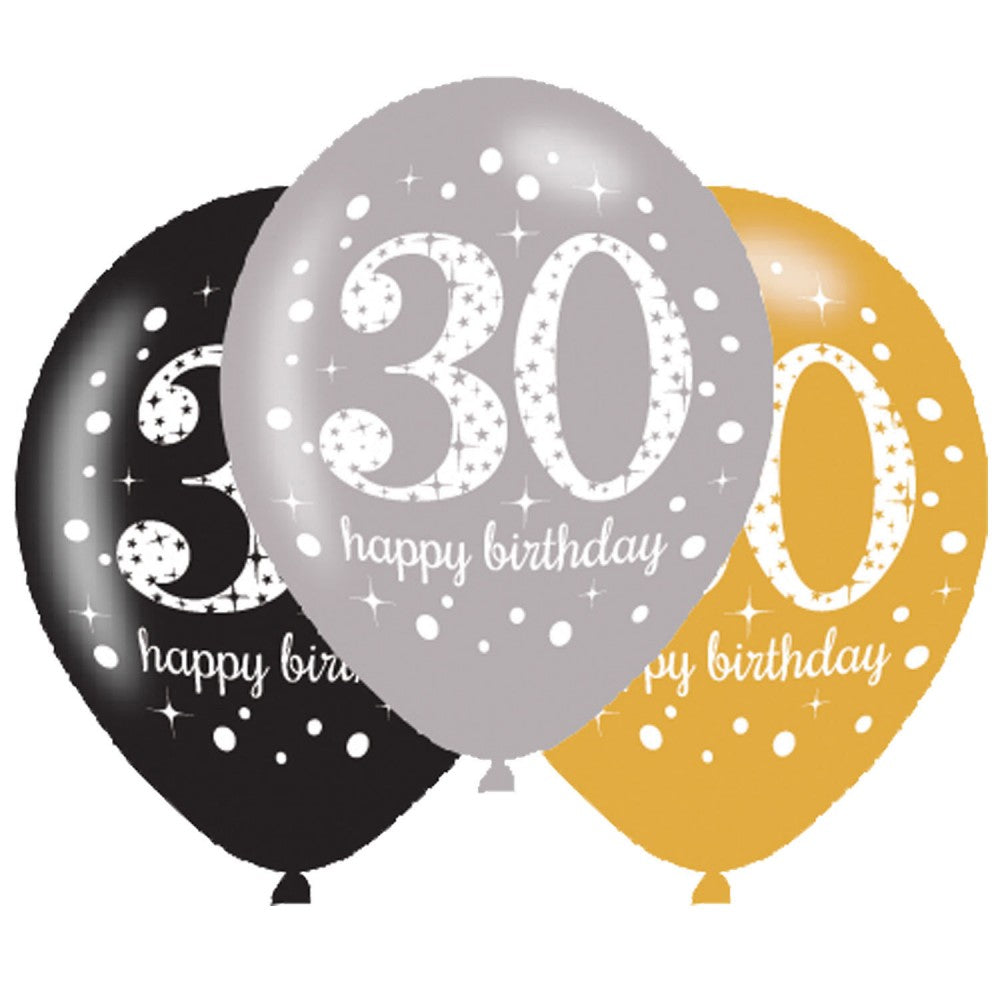 Geburtstag Gold Happy Birthday 30 Luftballons, 6er Pack 11 Zoll (27,5 cm)