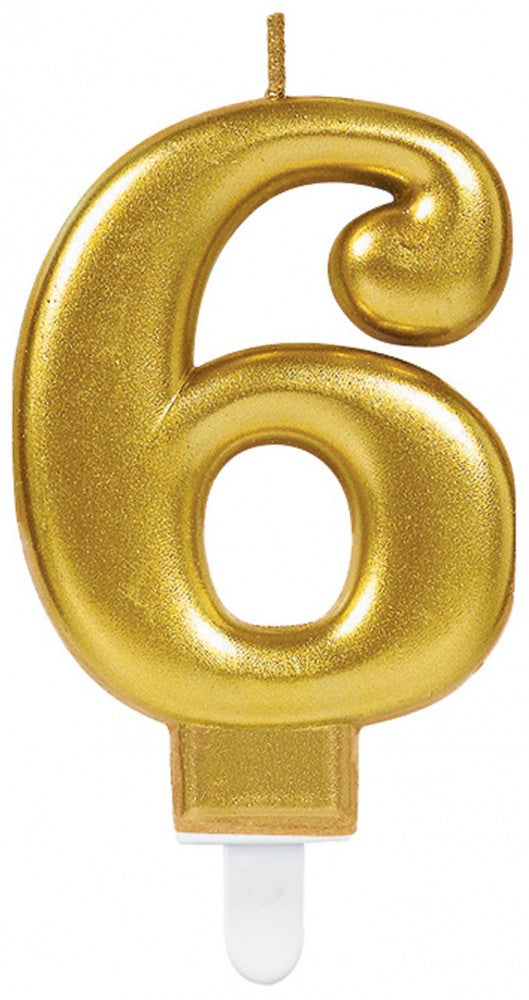 Nummer Gold, Gold Zahlenkerze Nummer 6 Tortenkerze