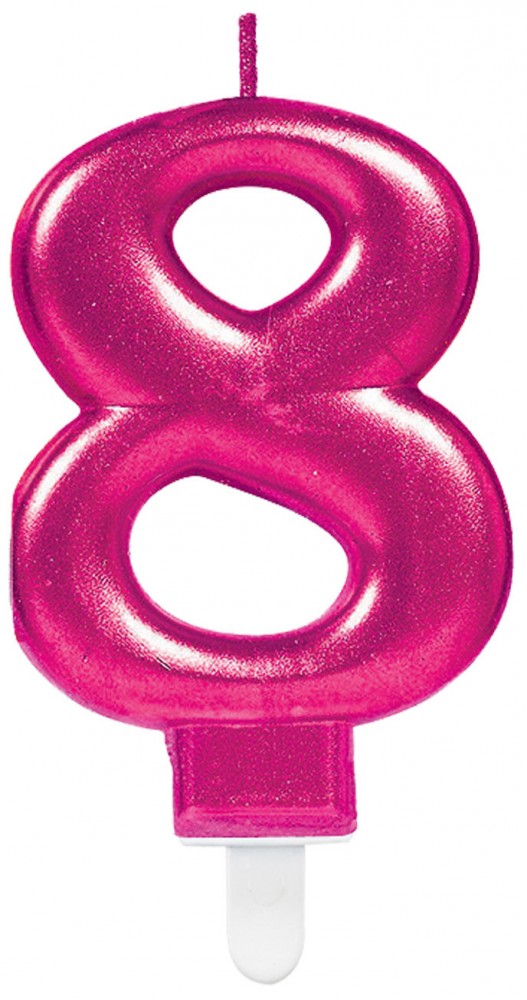 Nummer Pink Rosa Zahlenkerze 8 als Geburtstagskerze