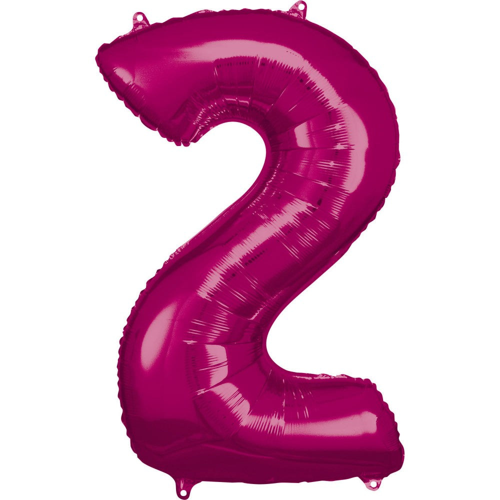 Nummer Riesen-Zahlen-Folienballon Pink 2, 88*50 cm