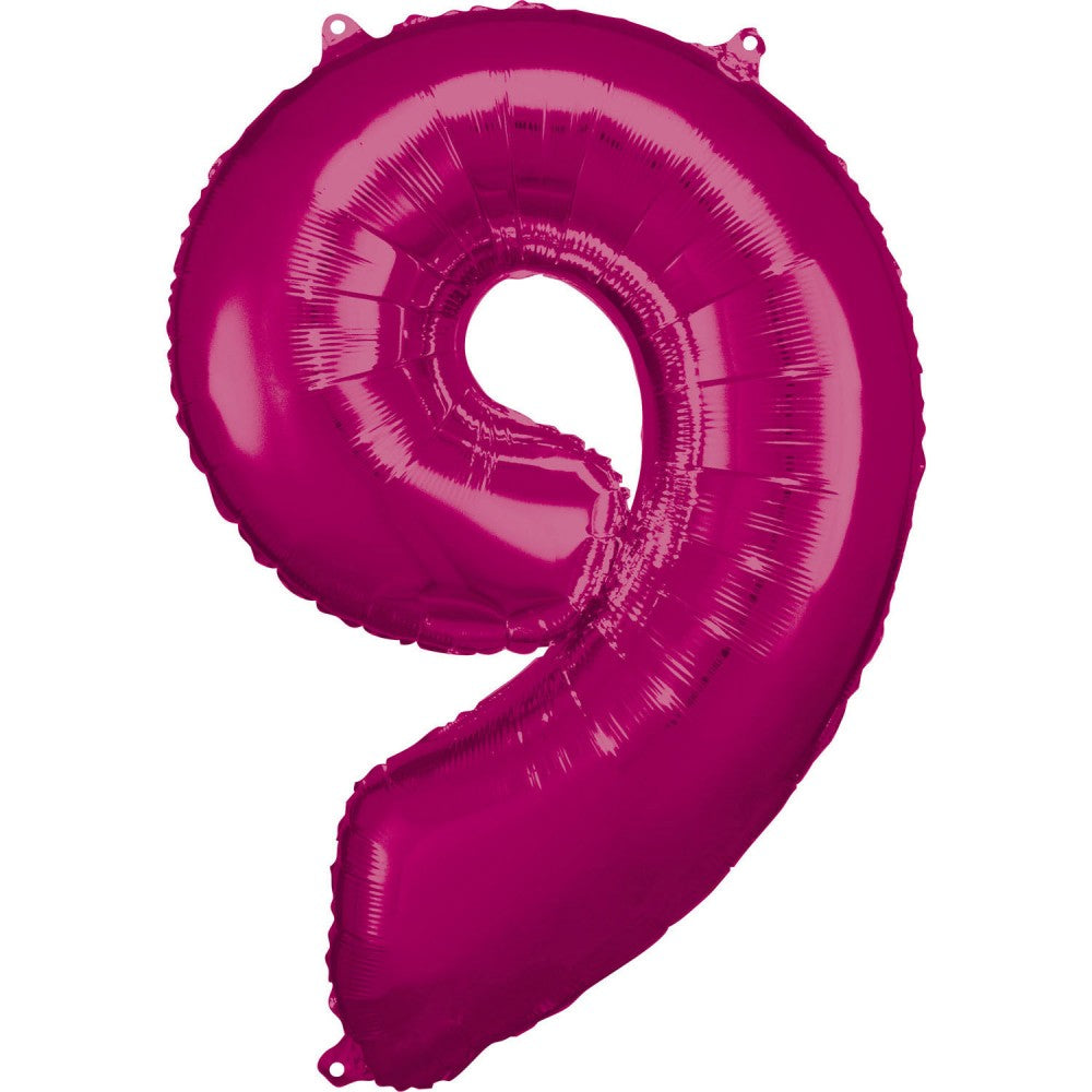 Nummer Pink Riesen-Zahl Folienballon 9, 86*63 cm