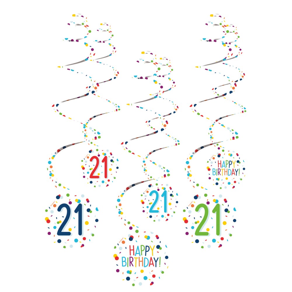 Geburtstag Konfetti Happy Birthday 21 Band Dekorationsset 6 Stk