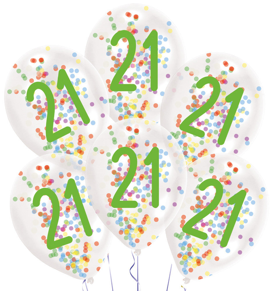 Geburtstag Droplets Happy Birthday Ballons gefüllt mit 21 Konfetti, 6 Stk 11 Zoll (27,5 cm)