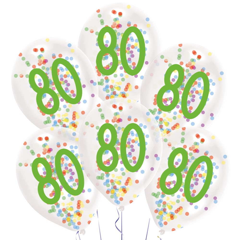 Geburtstag Droplets Happy Birthday 80 Konfetti-Gefüllte Luftballons, 6 Stk 11 Zoll (27,5 cm)