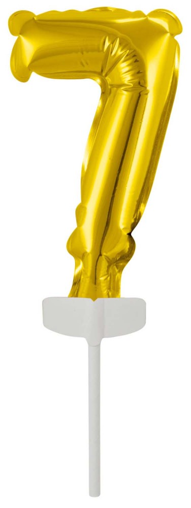 Nummer Gold, Nummer 7 Folienballon für Kuchen 13 cm