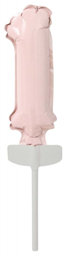 Nummer Pastellrosa, Zahl 1 Folienballon für Kuchen 13 cm