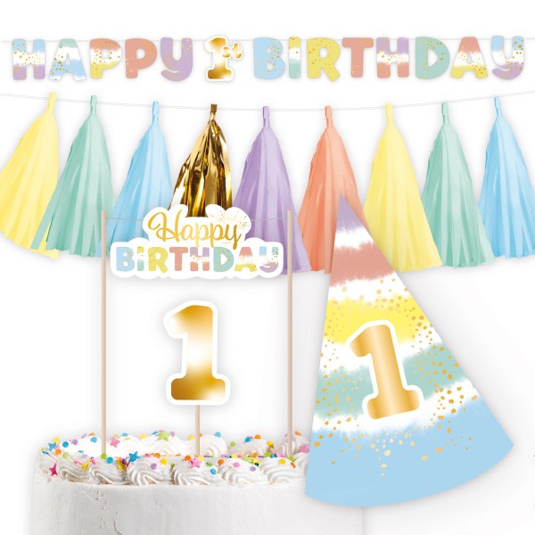 Erster Geburtstag Rainbow 4-teiliges Dekorationsset