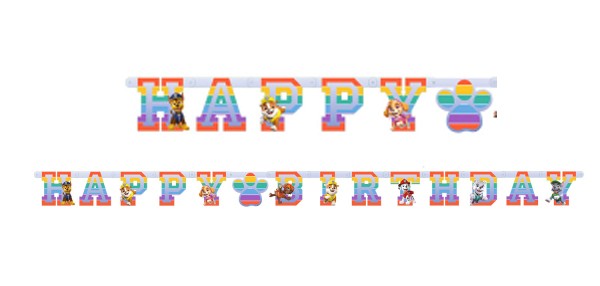 Paw Patrol Color Paws Happy Birthday Banner 180 cm