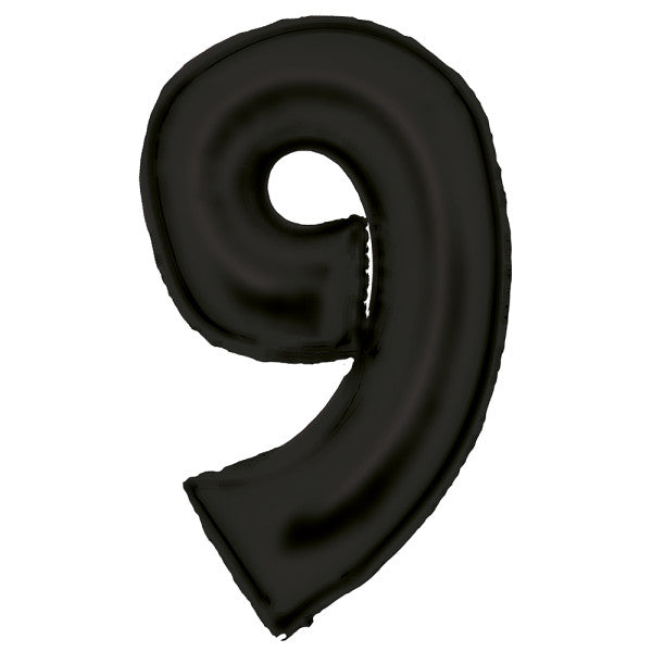 Nummer Lustre Black, Schwarze Zahl 9 Folienballon 86 cm