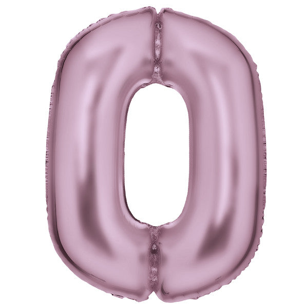 Nummer Lustre Pastell Pink, Rosa Zahl 0 Folienballon 86 cm