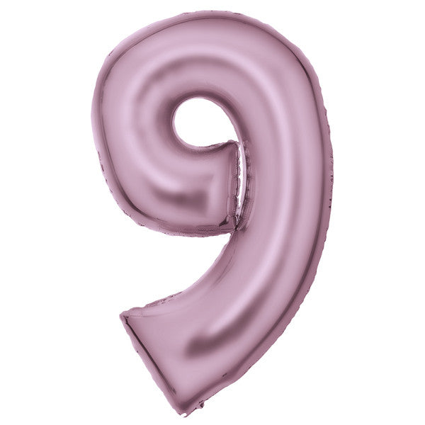 Nummer Lustre Pastel Pink, Rosa Nummer 9 Folienballon 86 cm