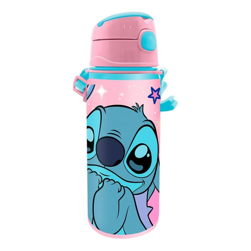 Disney Lilo und Stitch This World Aluminium-Trinkflasche mit Strohhalm und Haken 600 ml