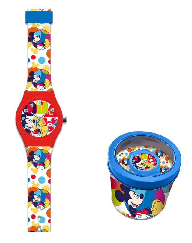 Disney Mickey Bubble analoge Uhr in Metallbox