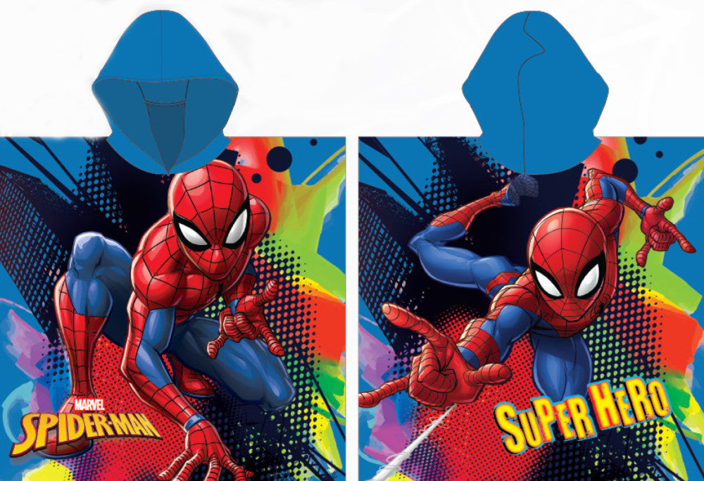 Spiderman Blaues Strandtuch Poncho 55x110 cm (Schnelltrocknend)