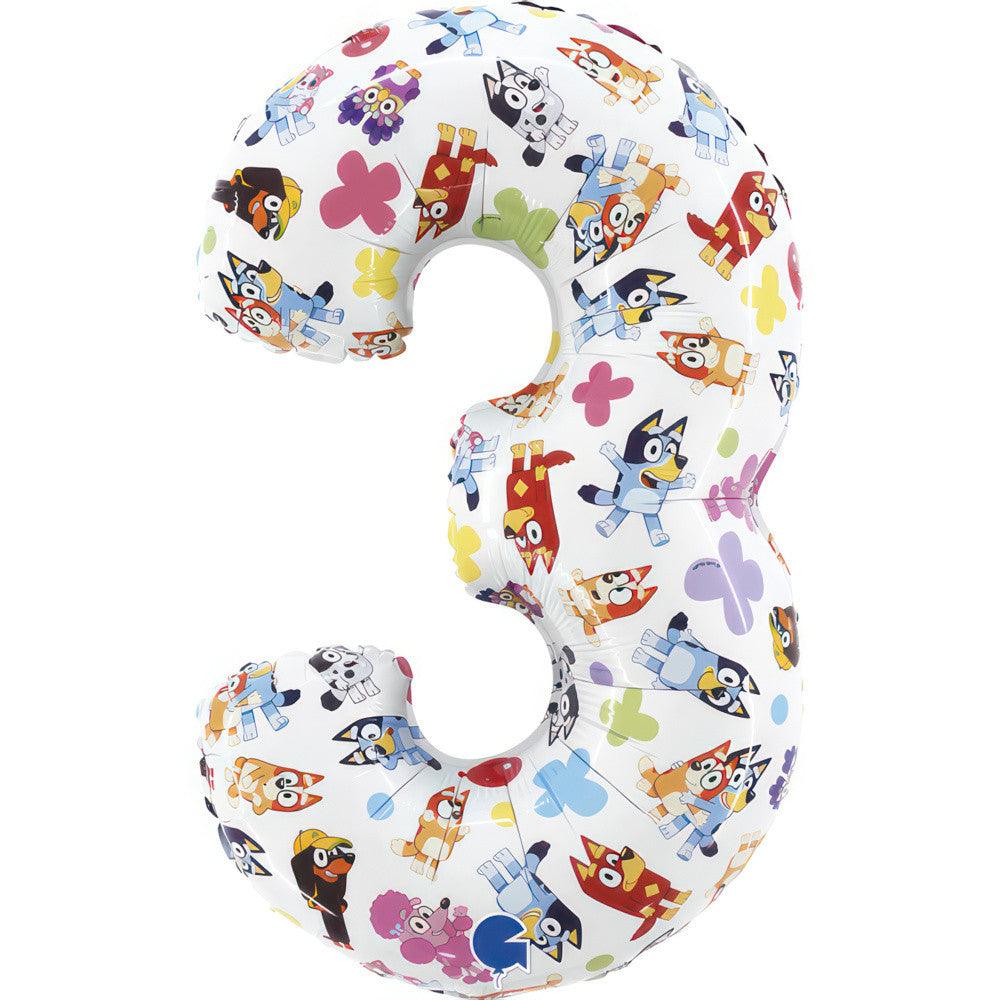 Bluey Friends Zahl 3 Folienballon 66 cm