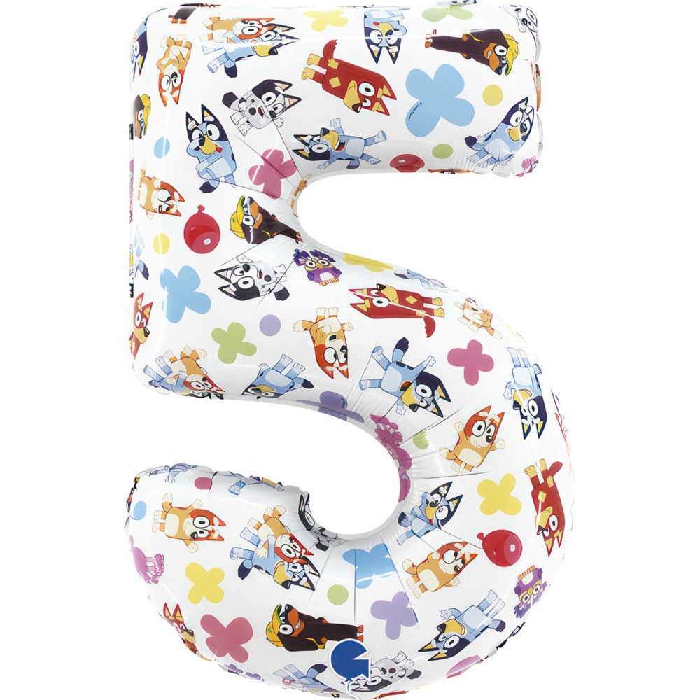 Bluey Friends Zahl 5 Folienballon 66 cm